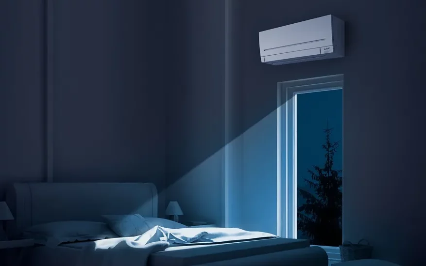 Mitsubishi Electric varmepumpe innedel montert i soverom